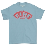 CLEARANCE - 4XL Light Blue Fire Records T-Shirt - Classic Heavy Cotton