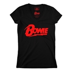 Red David Bowie Diamond Logo V-Neck T Shirt - Women's