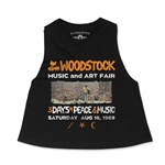 Woodstock Ticket & Symbol Shirt Racerback Crop Top - Women's