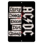 AC-DC Dirty Deeds Aluminum Sign - 8 x 12 in