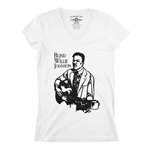 Blind Willie Johnson Line Cut V-Neck T Shirt - Women's