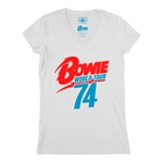 David Bowie '74 Vintage Tour V-Neck T Shirt - Women's