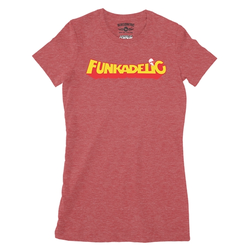 Red Funkadelic Logo Ladies T Shirt - Relaxed Fit - ladiesheatherred