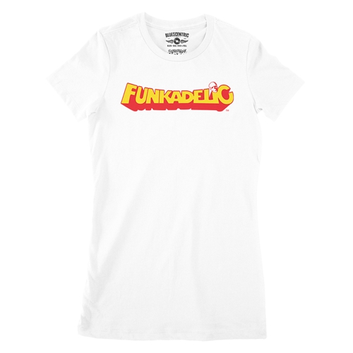 Red Funkadelic Logo Ladies T Shirt - Relaxed Fit - ladieswhite