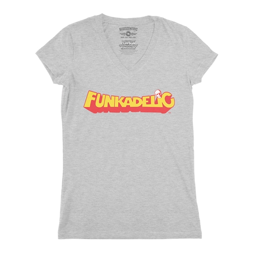 Red Funkadelic Logo V-Neck T Shirt - Women