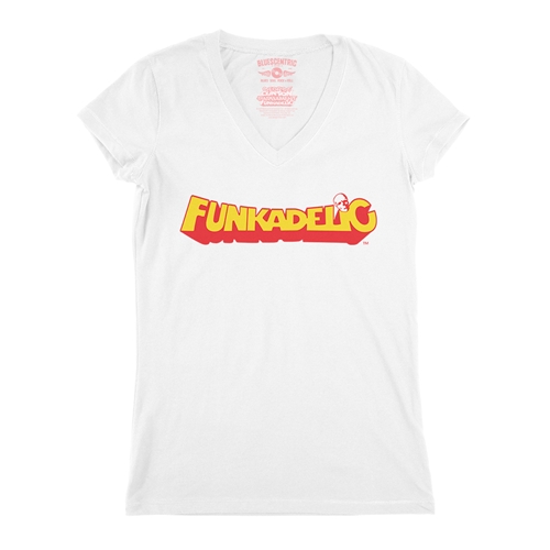 Red Funkadelic Logo V-Neck T Shirt - Women