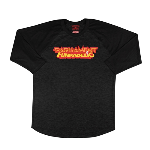 Parliament-Funkadelic Logo Baseball T-Shirt - raglanblackblacksleeve