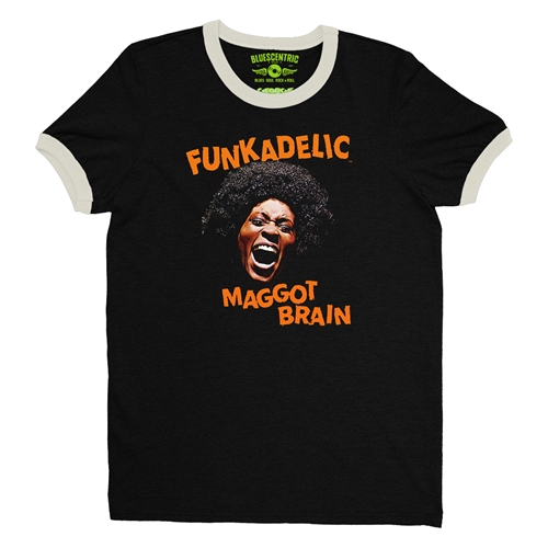 Orange Funkadelic Maggot Brain Ringer T-Shirt - ringerblackcreamtrim