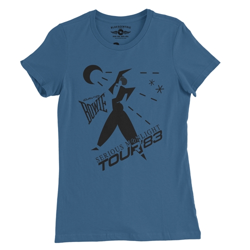 David Bowie Tour Ladies T Shirt - Relaxed Fit - ladiesblue