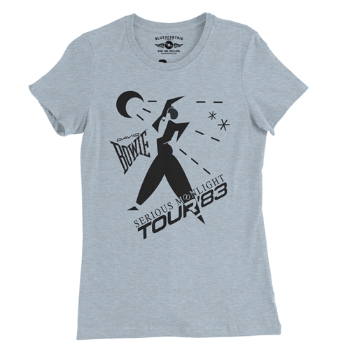 David Bowie Tour Ladies T Shirt - Relaxed Fit - ladiesheatherprismblue