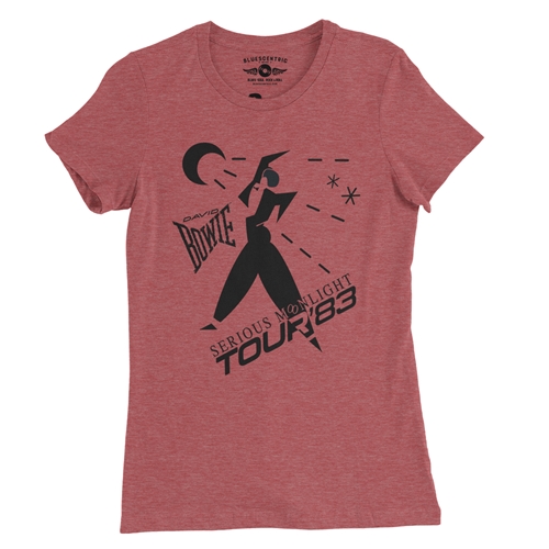 David Bowie Tour Ladies T Shirt - Relaxed Fit - ladiesheatherred