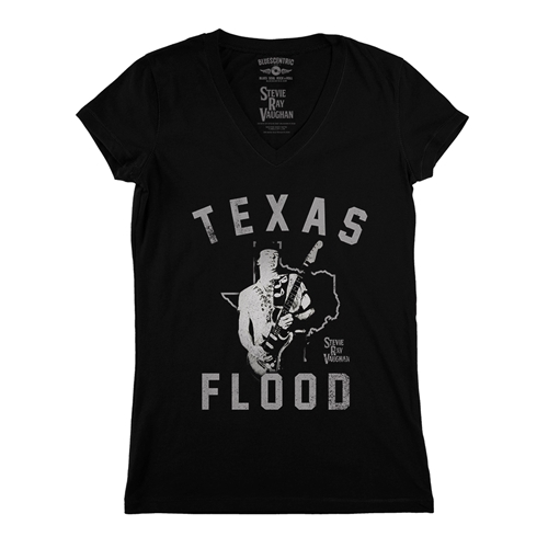 Stevie Ray Vaughan Texas Flood V-Neck T Shirt - Women