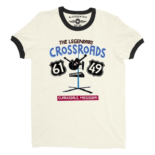 61 & 49 Crossroads Blues Ringer T-Shirt - ringernaturalblacktrim