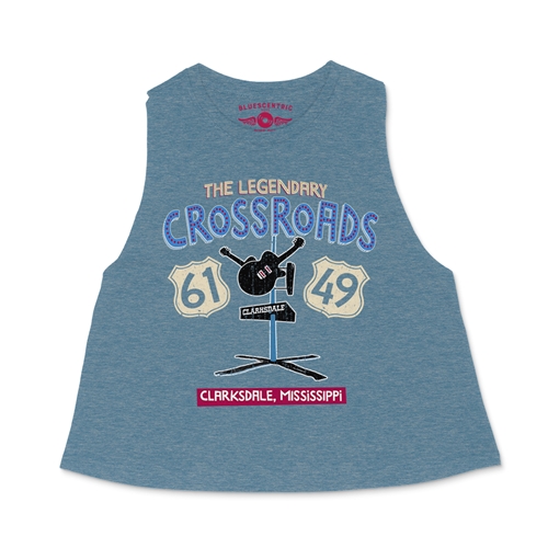 61 & 49 Crossroads Blues Racerback Crop Top - Women