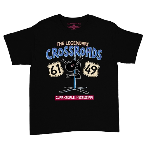 61 & 49 Crossroads Blues Youth T-Shirt - Lightweight Vintage Children & Toddlers - youthblack