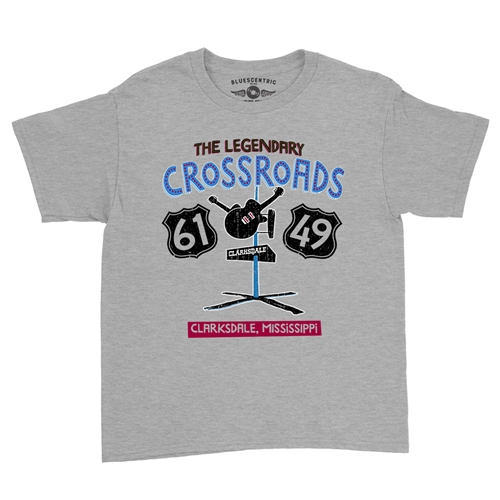 61 & 49 Crossroads Blues Youth T-Shirt - Lightweight Vintage Children & Toddlers - youthheatherathletic