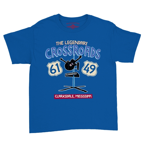 61 & 49 Crossroads Blues Youth T-Shirt - Lightweight Vintage Children & Toddlers - youthroyalblue