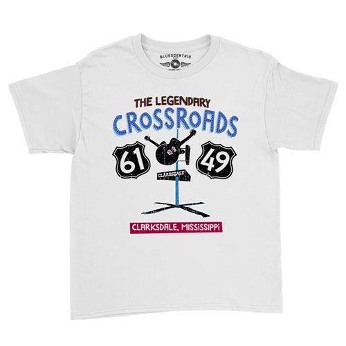 61 & 49 Crossroads Blues Youth T-Shirt - Lightweight Vintage Children & Toddlers - youthwhite