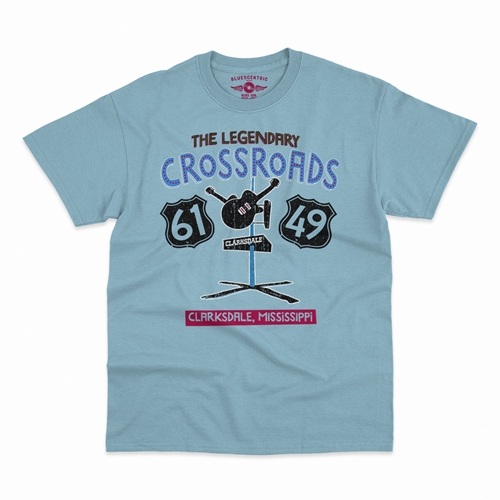 61 & 49 Crossroads Blues T-Shirt - Classic Heavy Cotton - classiclightblue