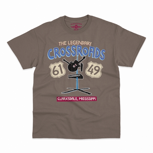 61 & 49 Crossroads Blues T-Shirt - Classic Heavy Cotton - classictaupe