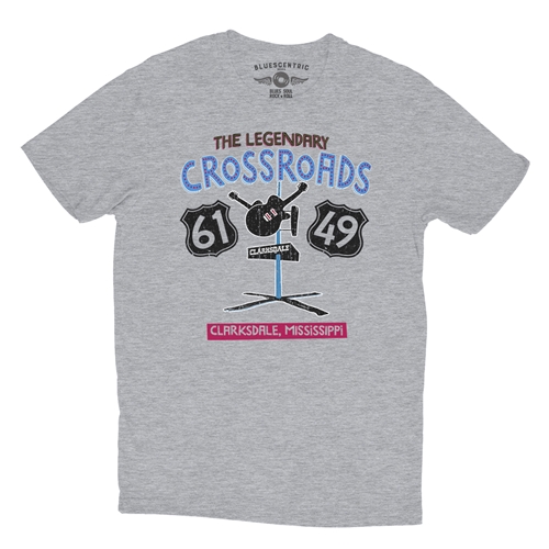 61 & 49 Crossroads Blues T-Shirt - Lightweight Vintage Style - vintageathleticheather