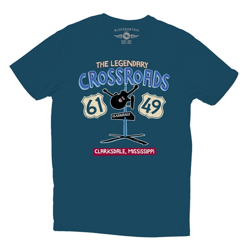 61 & 49 Crossroads Blues T-Shirt - Lightweight Vintage Style - vintagedeepteal