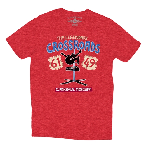 61 & 49 Crossroads Blues T-Shirt - Lightweight Vintage Style - vintageheatherred