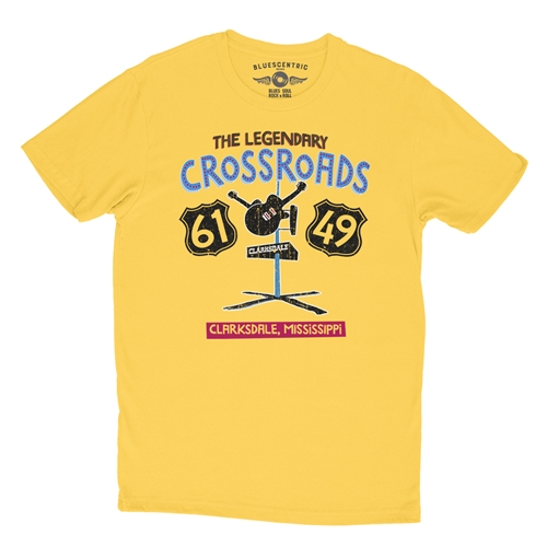 61 & 49 Crossroads Blues T-Shirt - Lightweight Vintage Style - vintagemaizeyellow