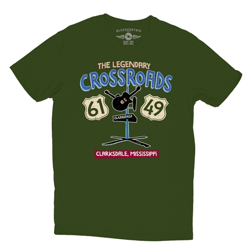 61 & 49 Crossroads Blues T-Shirt - Lightweight Vintage Style - vintageolive