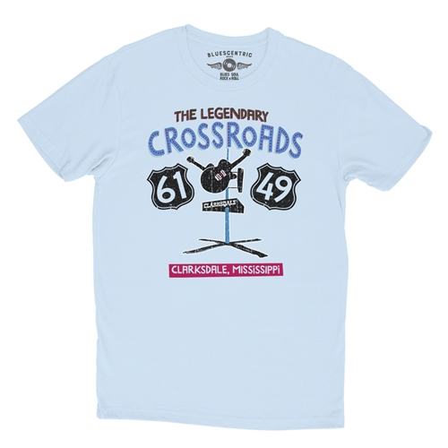 61 & 49 Crossroads Blues T-Shirt - Lightweight Vintage Style - vintagethrowbackblue