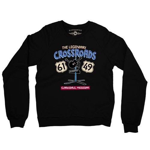 61 & 49 Crossroads Blues Crewneck Sweatshirt - crewneckblack