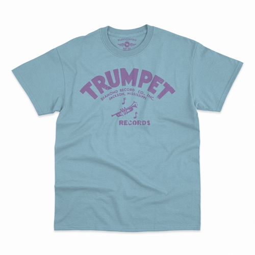 Distressed Trumpet Records T-Shirt - Classic Heavy Cotton - classiclightblue