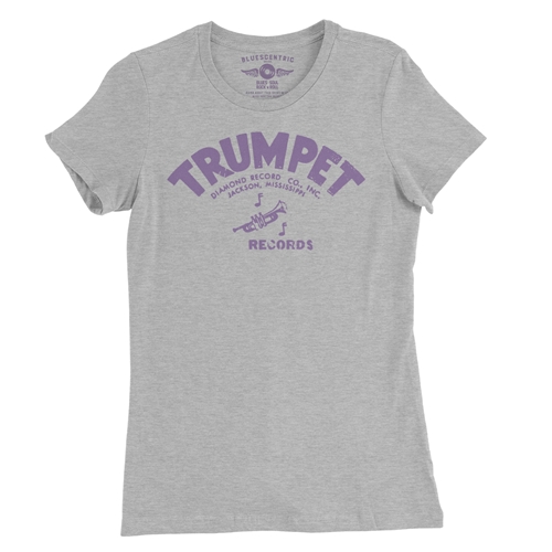 Distressed Trumpet Records Ladies T Shirt - ladiesathleticheather