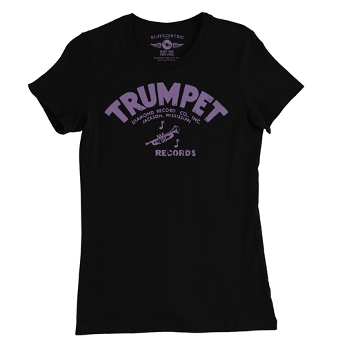 Distressed Trumpet Records Ladies T Shirt - ladiesblack