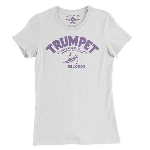 Distressed Trumpet Records Ladies T Shirt - ladieswhite