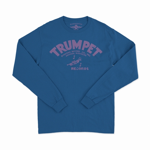 Distressed Trumpet Records Long Sleeve T-Shirt - longsleeveblue