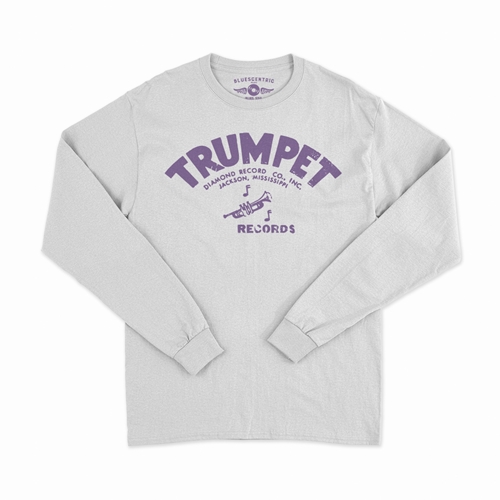 Distressed Trumpet Records Long Sleeve T-Shirt - longsleevewhite