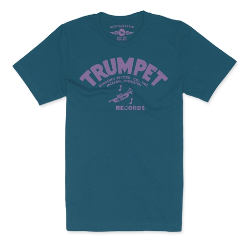 Distressed Trumpet Records T-Shirt - Lightweight Vintage Style - vintagedeepteal