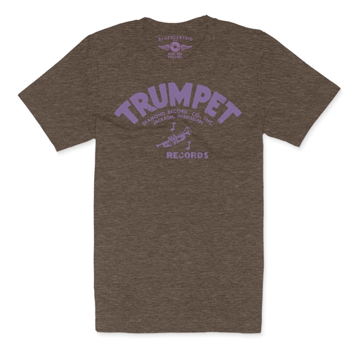 Distressed Trumpet Records T-Shirt - Lightweight Vintage Style - vintageheatherbrown