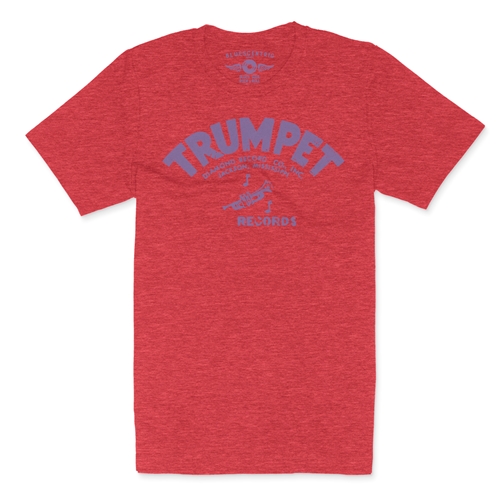 Distressed Trumpet Records T-Shirt - Lightweight Vintage Style - vintageheatherred