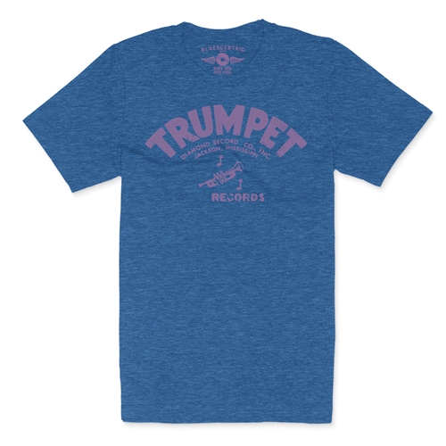 Distressed Trumpet Records T-Shirt - Lightweight Vintage Style - vintageheatherroyalblue