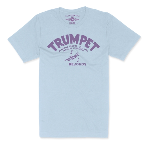 Distressed Trumpet Records T-Shirt - Lightweight Vintage Style - vintagethrowbackblue