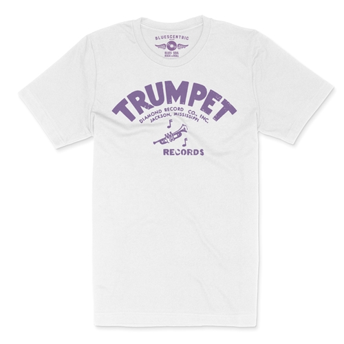 Distressed Trumpet Records T-Shirt - Lightweight Vintage Style - vintagewhite