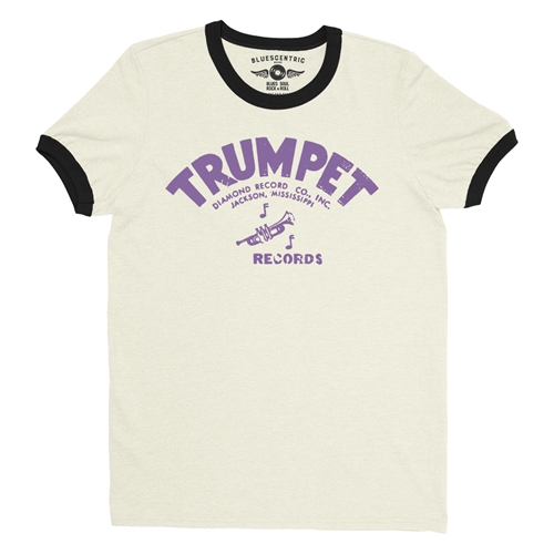 Distressed Trumpet Records Ringer T-Shirt - ringernaturalblacktrim