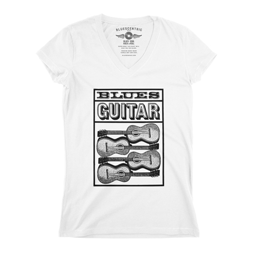 Blues Guitar V-Neck T Shirt - Women