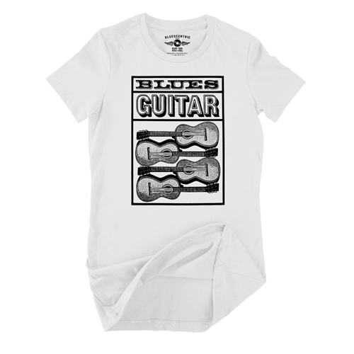 Blues Guitar Ladies T Shirt - Relaxed Fit - ladieswhite