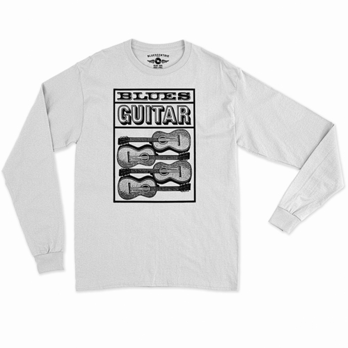 Blues Guitar Long Sleeve T-Shirt - longsleevewhite