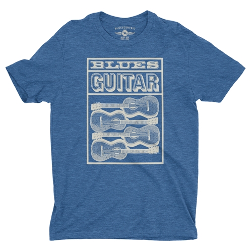 Blues Guitar T-Shirt - Lightweight Vintage Style - vintageheatherroyalblue