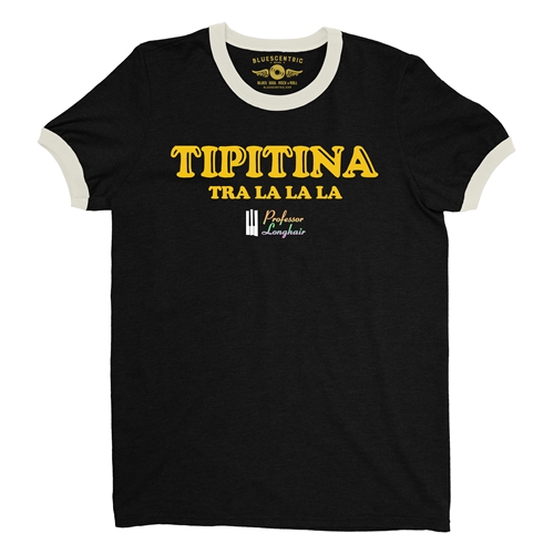 Professor Longhair Tipitina Ringer T-Shirt - ringerblackcreamtrim