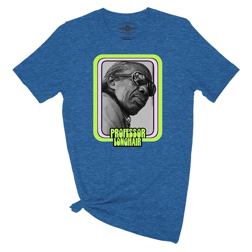 Graphic Professor Longhair T-Shirt - Lightweight Vintage Style - vintageheatherroyalblue